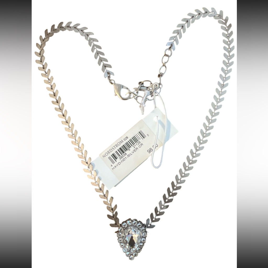 Loren Hope Silver Tone Necklace With Crystal Pendant New — image 3 of 6